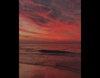 Beach sunrise sunset red sky birds waves