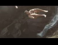 Man side ways cannon ball river