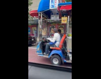 Snow cone cart drive on the street