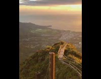 View from top of mountain wood stairs