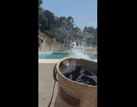 Big guy black brief dive pool splash