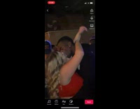 Guy kisses woman at bar and gets foundation on face 