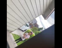 Guy chases little girl front door 