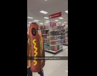 Group of guys in hotdog costumes