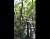 guys take electric scooter in forest crash in water