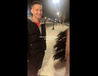 Woman asking british man to say phrases