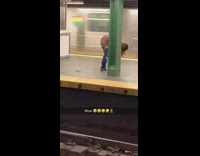 Woman pulls down pants and pees in subway station
