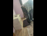 Man accidentally drop TV because of blanket