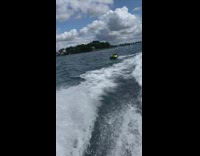 Person on tow raft falls into water 