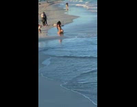 Woman bikini kneel sunset beach seaside pictorial