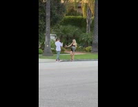 Woman walk backwards vlog video