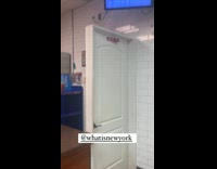 Collab winy - Wooden door built beside counter of store