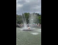 Man Lays Its Back on Pressured Water Fountain