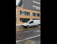 Free car wash at open fire hydrant