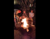 Man hit firepit with hammer 