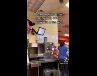 Dunkin donuts worker makes another charli remix