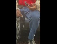 Man listens to music with CD player