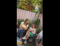 Mom and daughter look the same watching dad 