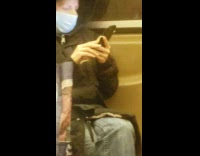 Lady long curly fingernails nails phone subway