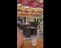 Girl white tank top dance outdoor restaurant