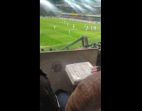 Blind person use peripheral to watch football