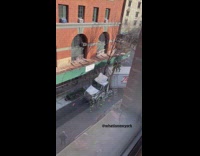 Part 2 Fire fighters on top of big rig that hit side of building 
