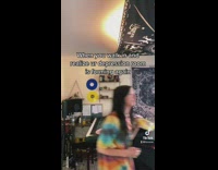 Girl looks at depression room forming 