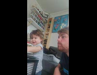 Baby Giggles as she Feeds Man Leftover Pancake