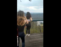 Collab IITW - Woman white sports bra poses mountain overlooking Part 1