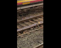 Multiple railroad tracks on fire at station