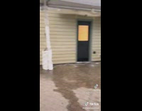 Clear plastic tent collecting rain water 