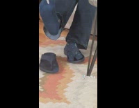 Mom shows off her special flip flop toe socks