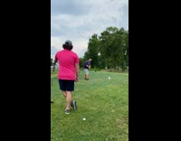 Man swing golf club tee flew off