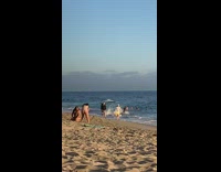 Girl fixes white bikini lifeguard tower pt. 2 
