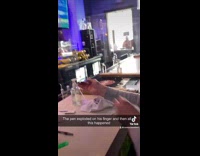 Collab BitchMP - Guy sprays hand sanitizer on cover and it falls over 