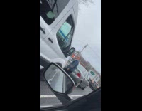 Car and van driver argue road rage