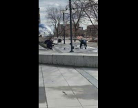 Black jacket white sneakers rain puddle silver 