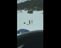 Girl beanie white sleeves dance tiktok snow