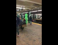 Guy pretending to be abducted by alien stops to dance