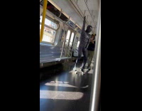 Black Spiderman hang upside down pose train