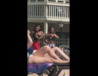 Three sisters dance tiktok poolside dreadlocks legs