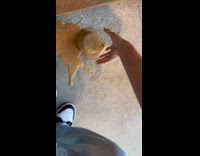Girl spills entire cup of coffee recording video 