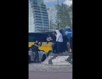 Group of men raps and shout in the middle of the park