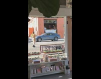 Girl walks down street for picture 