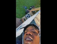 Guy singing on top of roof stuck getting rescued