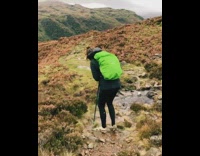 Woman gets hiking stick stuck falls