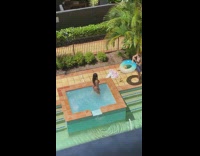 Man tosses ring floater on the breast of the woman