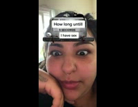 Lady uses filter guy crawls towards her