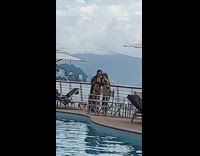 Girl bikini lean on railings guy commentary part 2