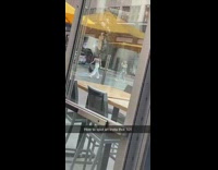 Girl white baggy pants black jacket street part 2